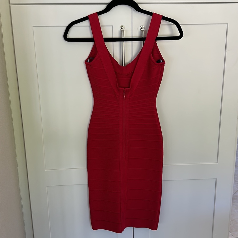 NEW Herve Leger Sydney Red Lipstick Scoop Neck Bandage Dress - Picture 11 of 12